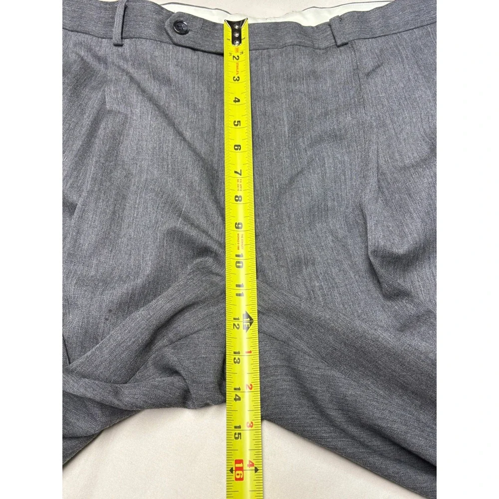 Brooks Brothers Mens Grey 100% Wool Pleated Cuffed Dress Pants Made Canada 38x30